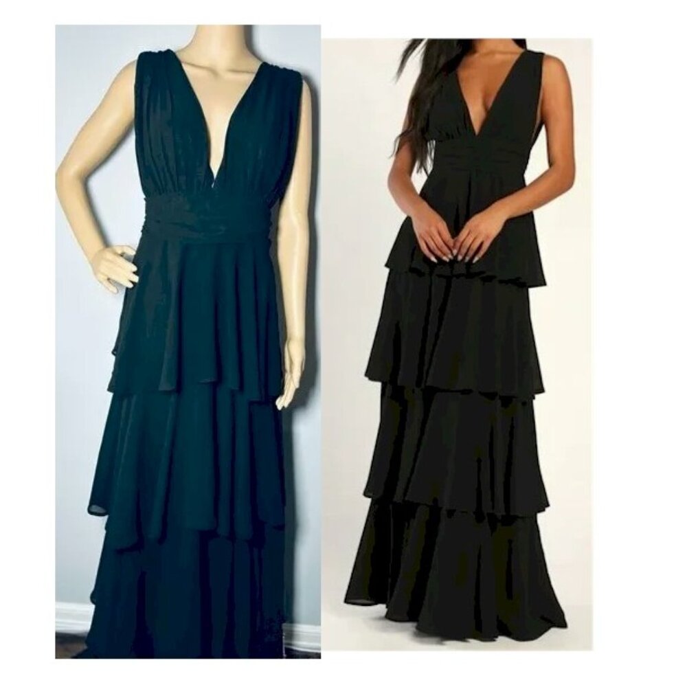 Lulu's Black Tiered Maxi Dress - Picture 9 of 11